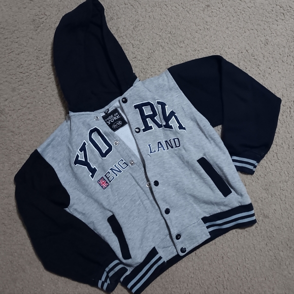 York England Letterman Varsity Hooded Bomber Youth Jacket (11/12) - Picture 2 of 5